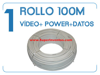 Rollo de cable combinado de RG59 + alimentaci&oacute;n + datos de 100 metros