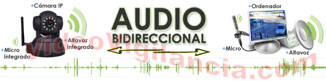 Audio bidireccional con micrófono y altavoz integrados.