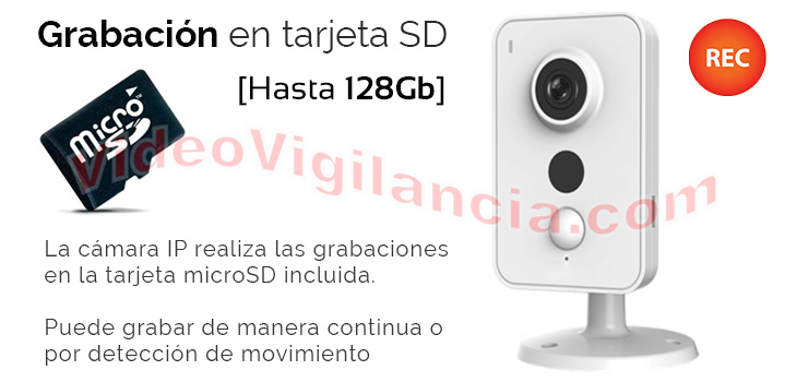 Cámara IP Wifi Cube con sensor PIR y grabación en tarjeta microSD 