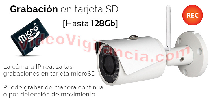 Vigilancia IP Wifi con grabación en tarjeta microSD para grabación de imágenes.