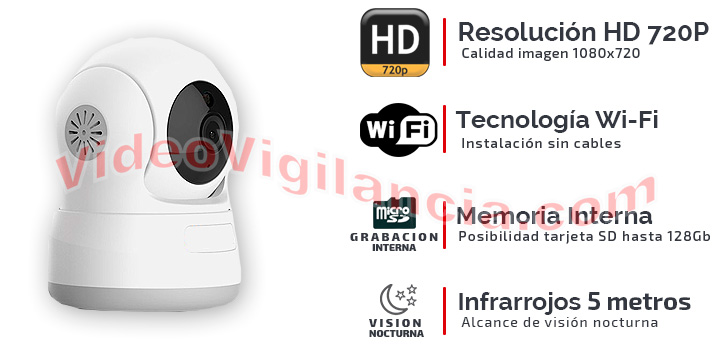 Cámara IP Wifi HD con grabación y movimiento.