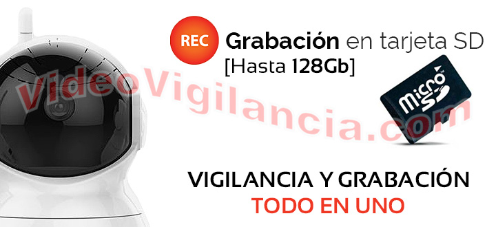 Cámara IP Wifi Full HD con grabación en tarjeta microSD interna.