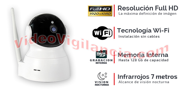 Cámara IP Wifi con movimiento, grabación e infrarrojos para móviles.