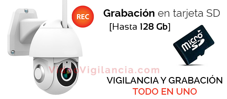 Cámara IP inalámbrica con grabación en tarjeta de memoria microSD.