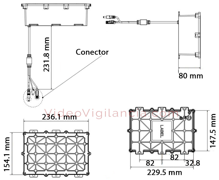 Dimensiones de la batería para el kit de vigilancia solar s120371