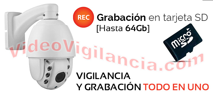 Cámara de videovigilancia 4G PTZ Full-HD con grabación e IR 50 m