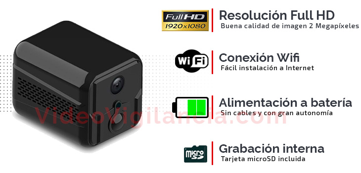 Cámara espía en calidad Full HD con conexión Wifi, batería y grabación.