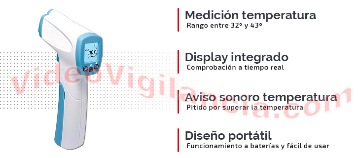 Termómetro infrarrojos sin contacto para medir temperatura y detectar fiebre.