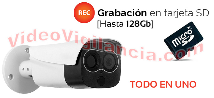 Cámara IP térmica con grabación en tarjeta microSD 128 Gb