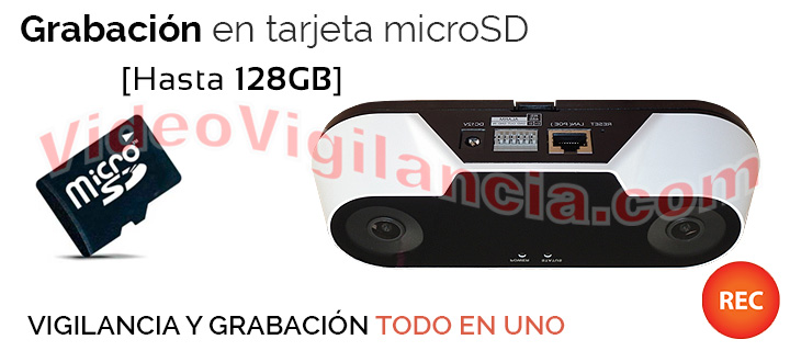 Cámara IP cuenta personas con tarjeta microSD de hasta 128 Gb