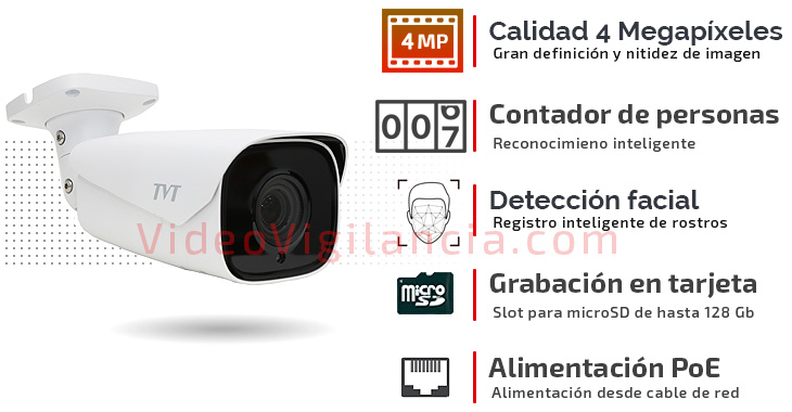 Cámara IP 4 Megapíxeles con funciones inteligentes de conteo de personas