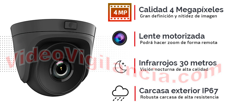 Cámara IP domo 4 Megapíxeles con zoom óptico