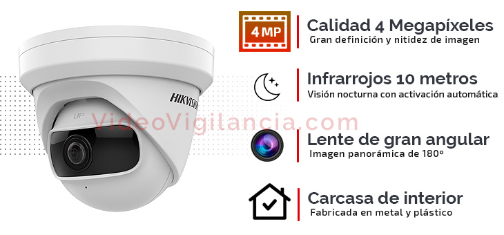 Cámara IP domo Hikvision calidad 4 Mp con lente panorámica de 180º