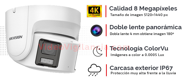 Cámara de vigilancia Hikvision ColorVu panorámica