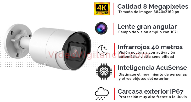 Cámara IP Hikvision con inteligencia artificial AcuSense DS-2CD2083G2-IU