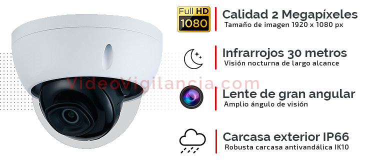 Cámara IP WiFi exterior antivandálica con grabación interna