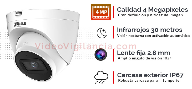 Cámara IP DAHUA de 4 Megapíxeles con visión nocturna. 