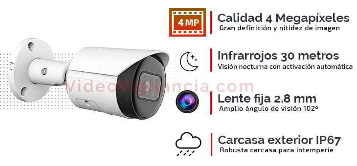 Cámara IP Dahua IPC-HFW2431S-S-S2 en calidad 4 Megapíxeles