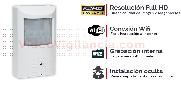 Cámara IP espía oculta en sensor de movimiento con grabación.