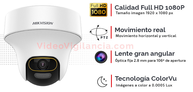 Cámara de vigilancia domo con movimiento y lente de gran angular