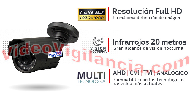 Cámara Full HD 1080P compatible con TVI, CVI, AHD y analógico 960h