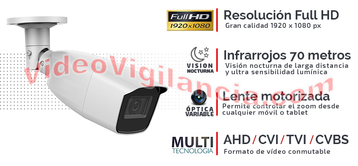 Cámara Full HD 1080P con ultra sensibilidad lumínica y zoom óptico motorizado.