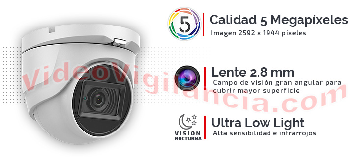 Cámara en formato domo calidad 5 Megapíxeles sensibilidad Ultra Low Light