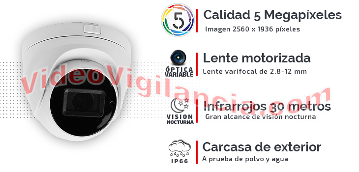 Cámara UHD 5 Megapíxeles con lente varifocal motorizada.