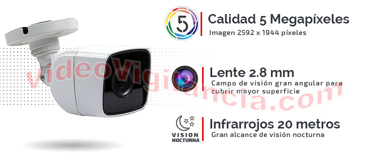 Cámaras 5 Megapíxeles de exterior con visión nocturna.