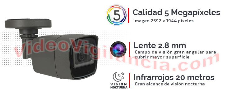 Cámara de vigilancia para exterior alta calidad 5 Megapíxeles con infrarrojos.