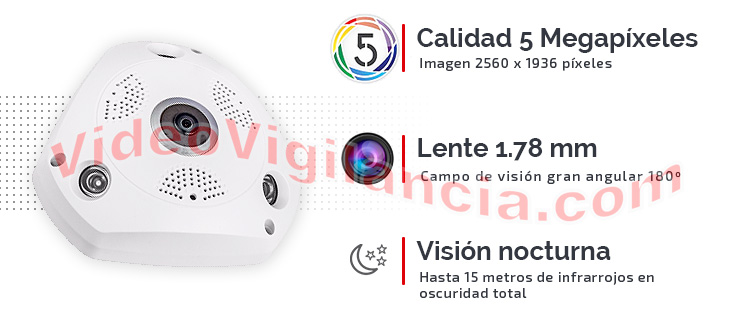 Cámara Ultra HD calidad de imagen 5 Megapíxeles con visión nocturna
