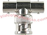 CONECTOR BNC MACHO A DOS BNC HEMBRA