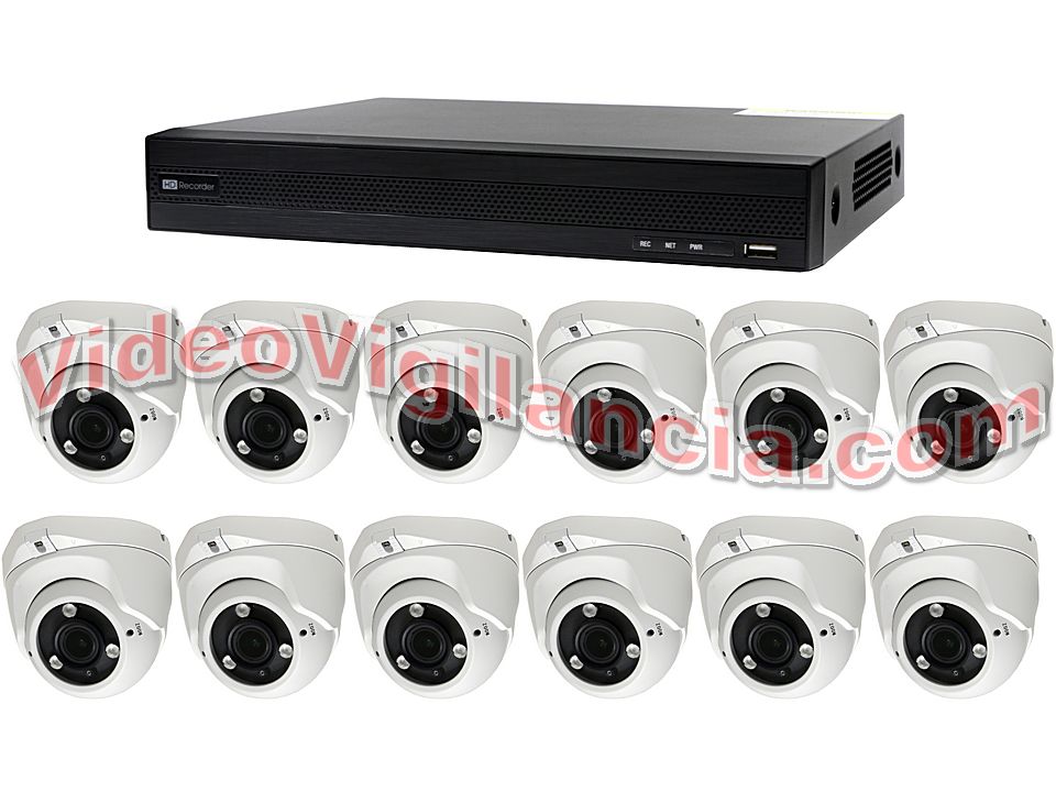 Kit videovigilancia FULL HD 12 cámaras varifocal y grabador de 16 canales