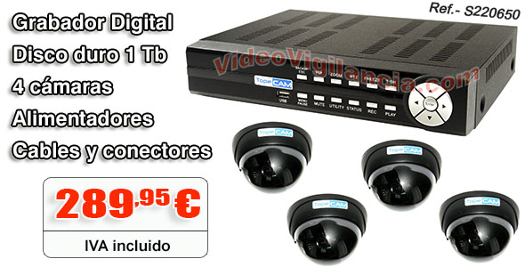 Kit de videovigilancia para interior super económico.